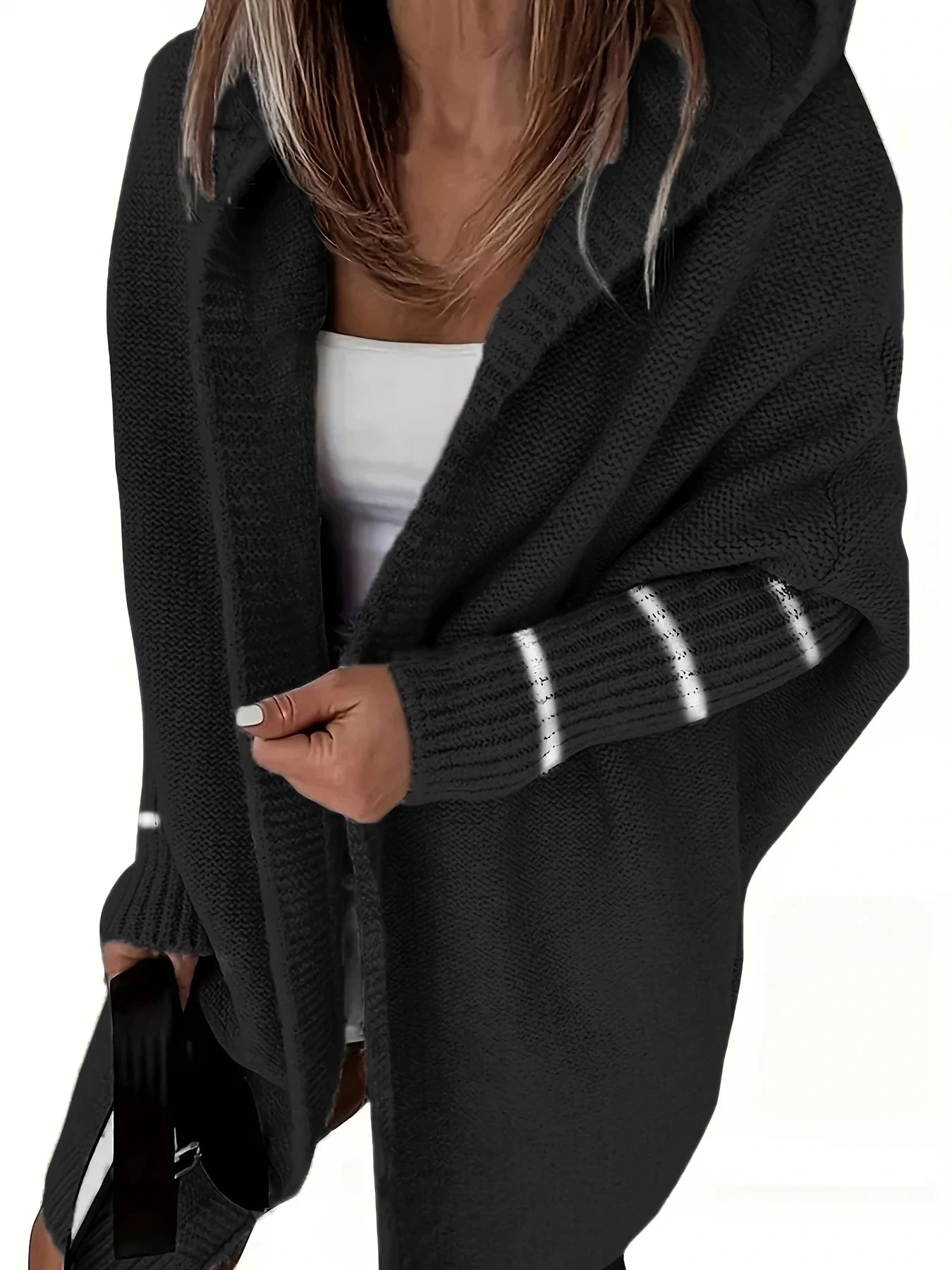 Hooded Knitted Cardigan Long Sleeve Casual Sweater For Winter & Fall Women's Clothing - reetell