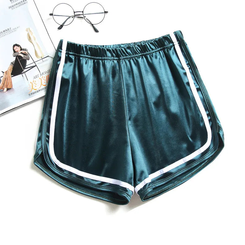 2024 Summer Women Satin Shorts High Waist Female Casual Beach Short Pants Elastic Ladies Fitness Running Sports Yoga Shorts - reetell