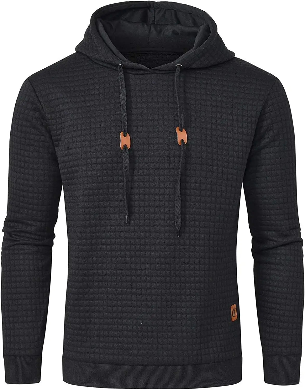 Men Autumn Casual Hoodies Long Sleeve Drawstring Pullover Sweatshirt Tracksuit Hooded Sweatshirts Streetwear with Plaid Jacquard - reetell