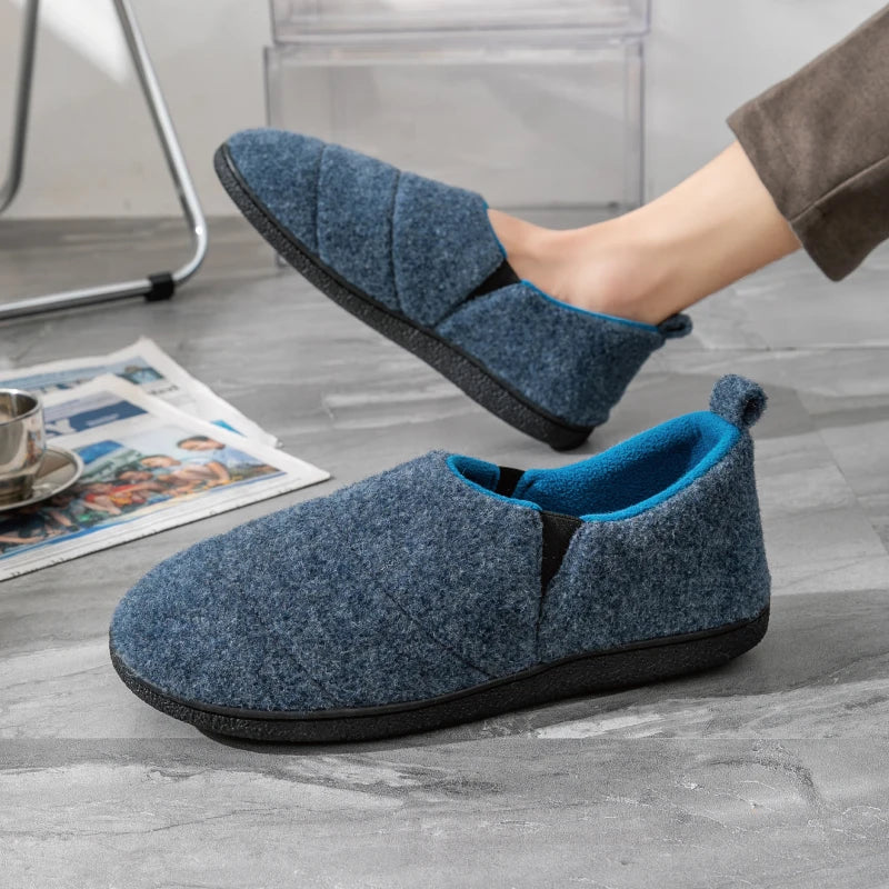 Comwarm Men Warm Non-Slips Slippers Cozy Casual Indoor Outdoor Flats Slides Plush Bedroom Warm Shoes Male Soft Sole Home Shoes