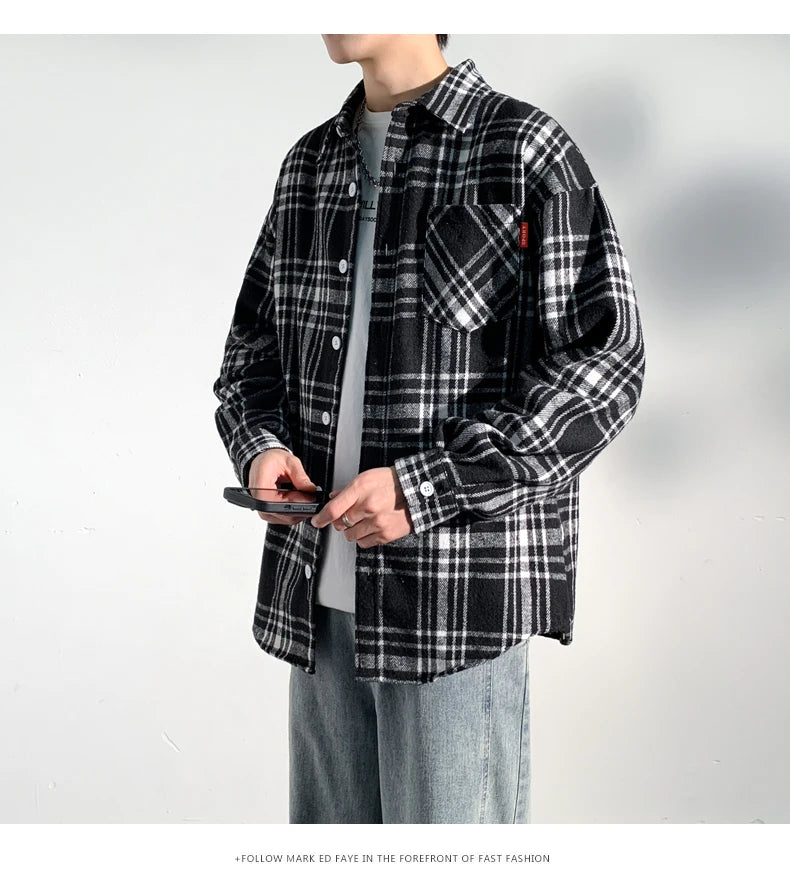 Plus Size 9xl 8xl Men Shirt Plaid Flannel Dress Formal Long Sleeve Casual Business Designer High Quality Thick Big Dropshipping - reetell