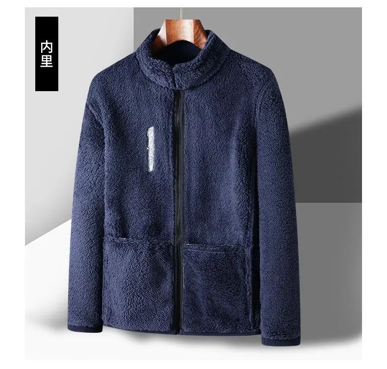 Winter Men Outdoor Fleece Jacket Casual Polar Fleece Cold-Proof Thickened Coat Lightweight Windproof Zipper Cardigan Warm Jacket - reetell