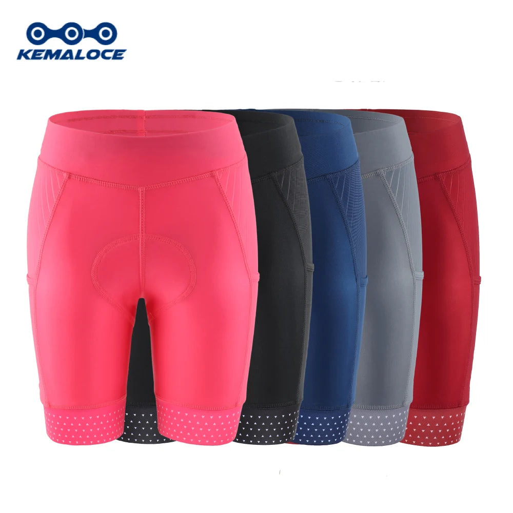 KEMALOCE Women Cycling Shorts 2024 Pink&Black Breathable Summer Bicycle Shorts Female 5D Gel Pad Pocket Lady Bike Shorts - reetell