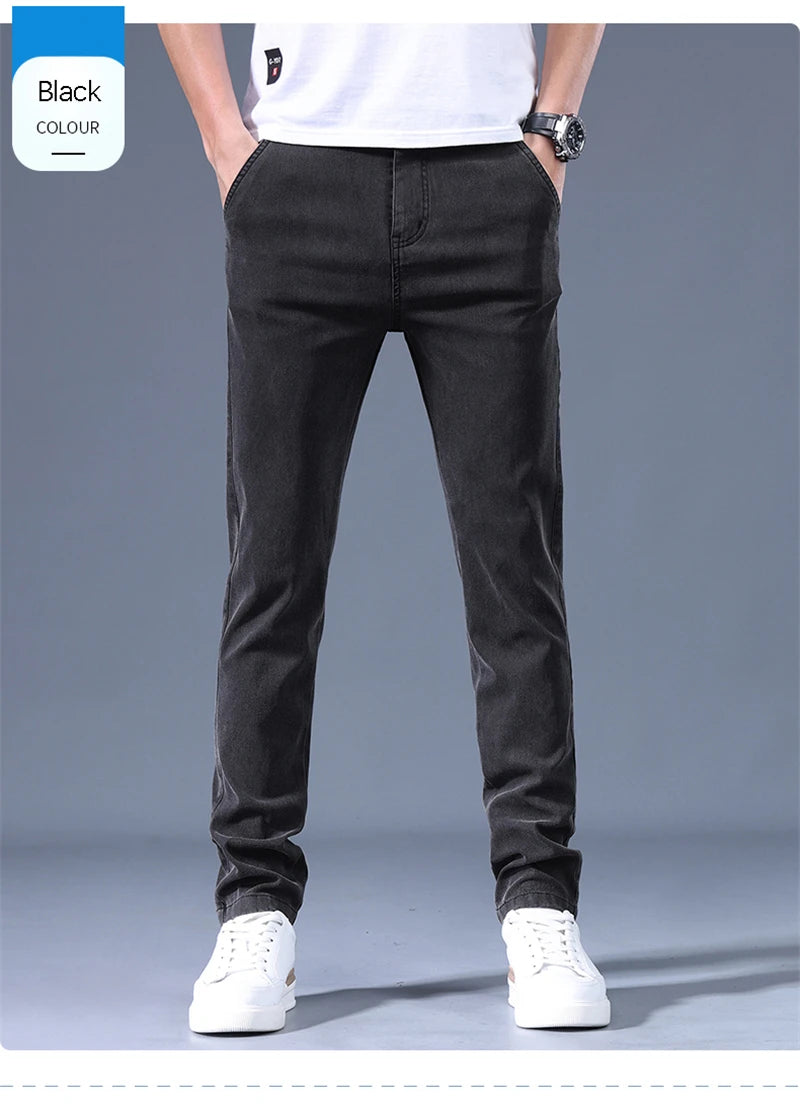 Men's Jeans 2023 New Spring And Autumn Casual Slim Trouser For Men High Quality Business Simple Slim Fit Men's Pant - reetell