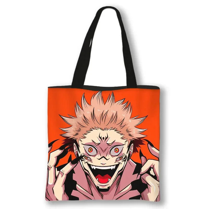 Japanese Anime Jujutsu Kaisen Tote Bags Gojo Satoru Tops Yuji Itadori Girls Shoulder Bag Women Handbag Beach Party Shopping Bag