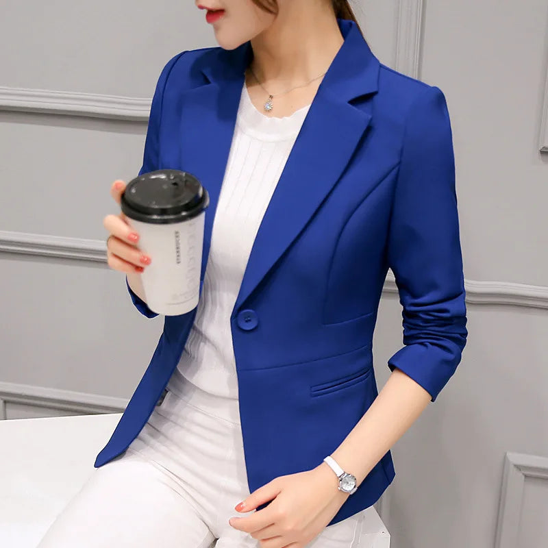 Women's Blazer 2022 Red Long Sleeve Blazers Pockets Jackets Coat Slim Office Lady Jacket Female Tops Suit Blazer Femme Jackets - reetell