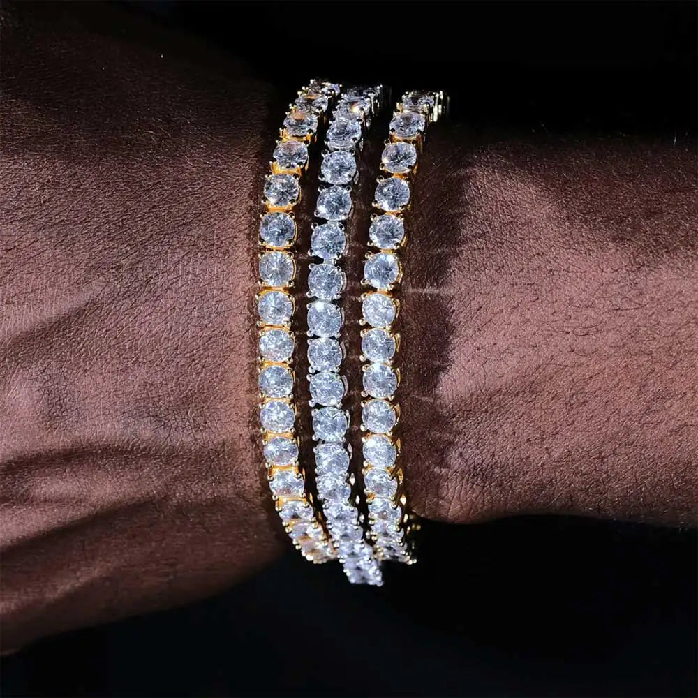 Hip Hop Tennis Link Necklace For Men Women Iced Out Bling CZ Stone Fashion Jewelry 3MM 4MM 5MM Fine Chain Spring Clasp