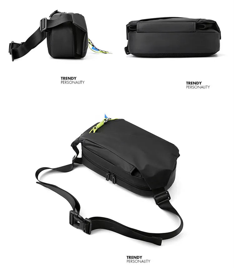 Men Shoulder Chest Bag Nylon Waterproof Outdoor Sport Running Cycling Belt Bag Large Capacity Travel Phone Pouch Messenger Bag