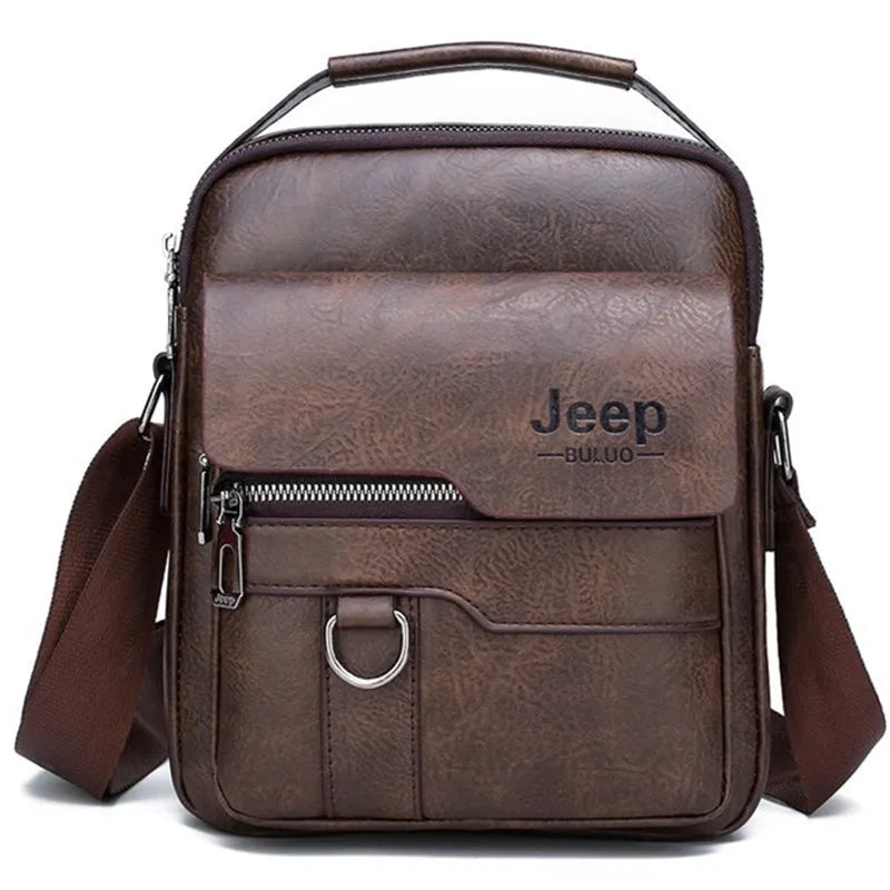 JEEP BULUO Crossbody Messenger Bags Business Casual Handbag Brand Shoulder New High Quality Leather For Men Business Casual Fash