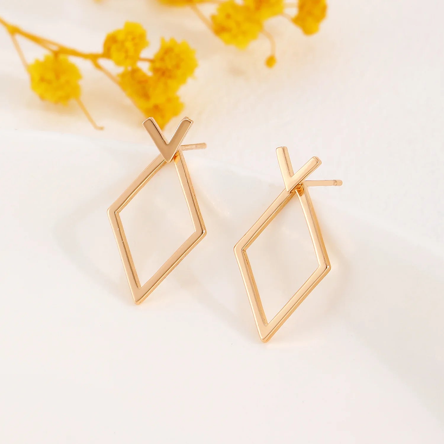 Retro Minimalist Geometric Square Detachable Triangles Stud Earrings for Women Fashion Jewelry Accessories Party Gifts