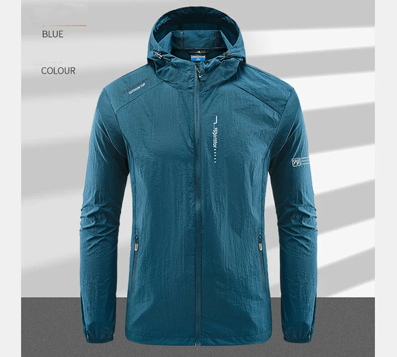 Summer Outdoor Quick Dry Sun-Protective Thin Jacket Men Hiking Fishing Cycling Hooded Gym Sport Windbreaker Ultra Light Coats - reetell