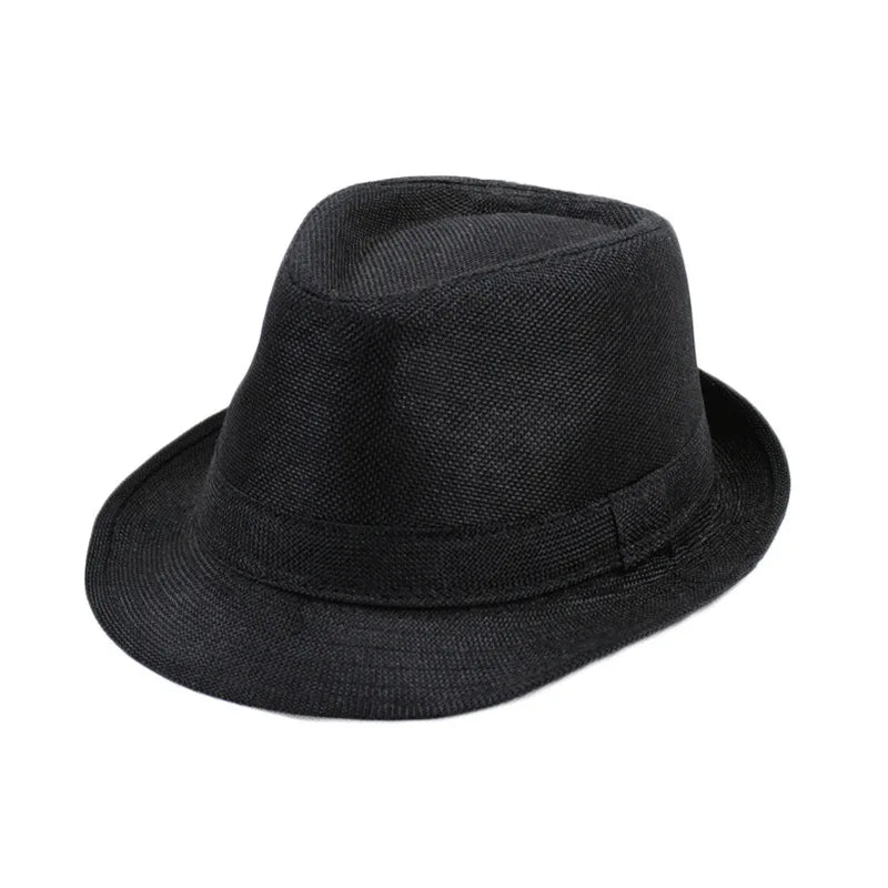 Linen Panama Solid  Jazz Hat Cowboy  Men's Women's Children's British Sun Hat