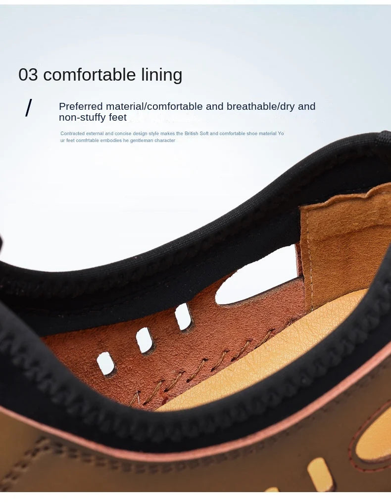 Men Sandals Fashion Pu Leather Beach Slippers Summer Breathable Sandals for Men Outdoor Non-slip Tendon Male Sole Casual Shoes