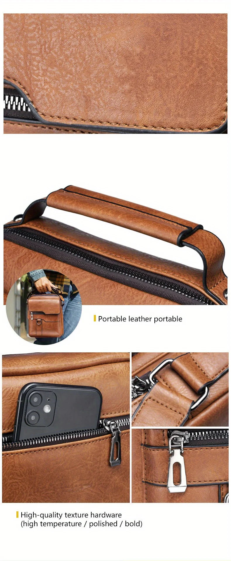 Brand Men Shoulder Bag for 9.7" iPad Men PU Leather Flaps Men's Crossbody Bags Business Flap Male Solid Messenger Bag Travel Bag