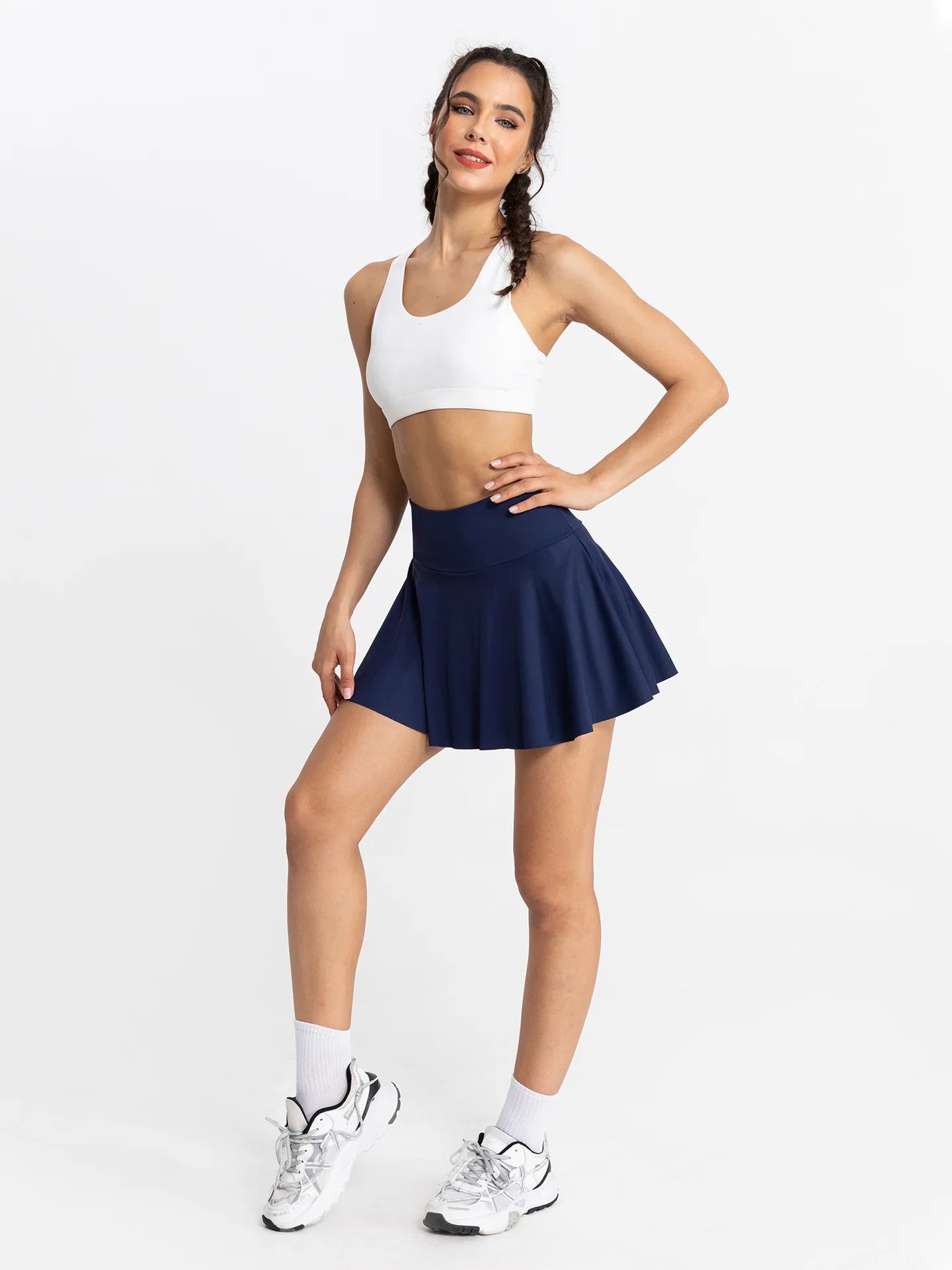 Women Tennis Skirt Sport Golf Ruffled Skirt With Shorts Fake Two Pieces Fitness Golf Wear High Waist Breathable Dance Yoga Skort - reetell