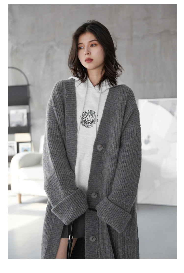 CHIC VEN Fashion Women Cardigan Solid Single Breasted New Loose Long Casual Knitted Sweater Female Jumpers Spring Autumn 2024 - reetell