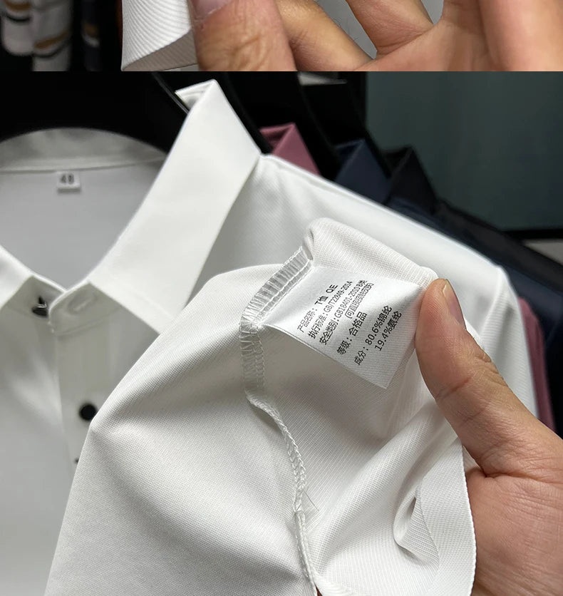 High-End Spring Summer Business  High Quality Short Sleeve Polo Shirt Long sleeved New Men Fashion Casual No Trace Printing