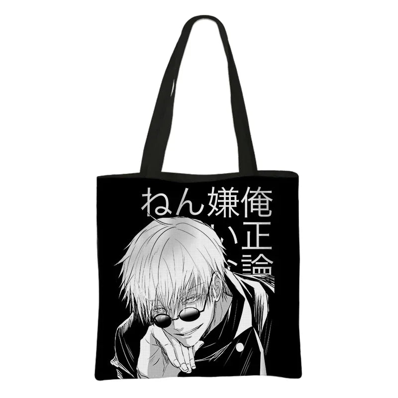 Japanese Anime Jujutsu Kaisen Tote Bags Gojo Satoru Tops Yuji Itadori Girls Shoulder Bag Women Handbag Beach Party Shopping Bag