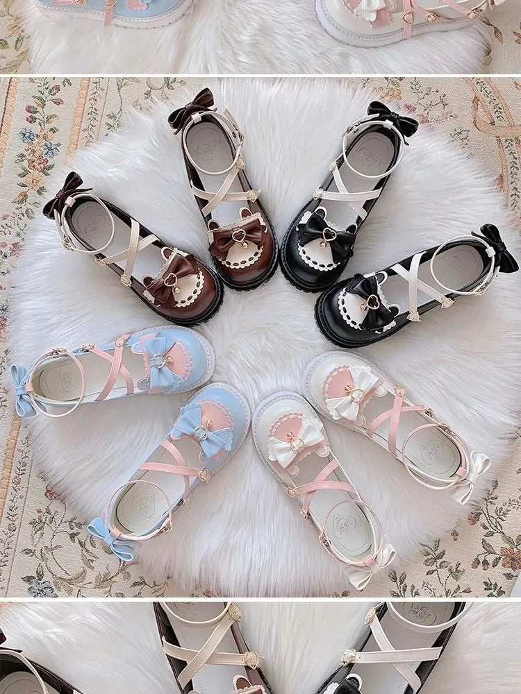 Summer Lolita Sweet Sandals Women Japanese Style Bow Kawaii Chic Mary Janes Shoes Round Toe Shoes Wholesale Drop shipping 2024