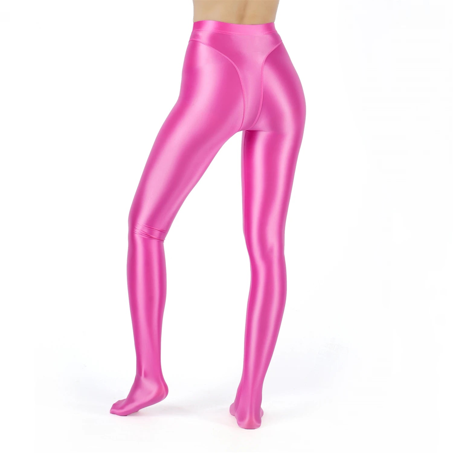 Sexy Women High Waist Sexy Tight Silk Shiny Pencil Pant Oil Glossy Candy Color Smooth Pants Sexy Erotic Lingerie Yoga Leggings - reetell