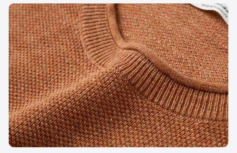 SIMWOOD 2024 Autumn Winter New Oversize Sweater Men Cotton linen Blend Knit Pullovers  Raw Hem Jumper - reetell