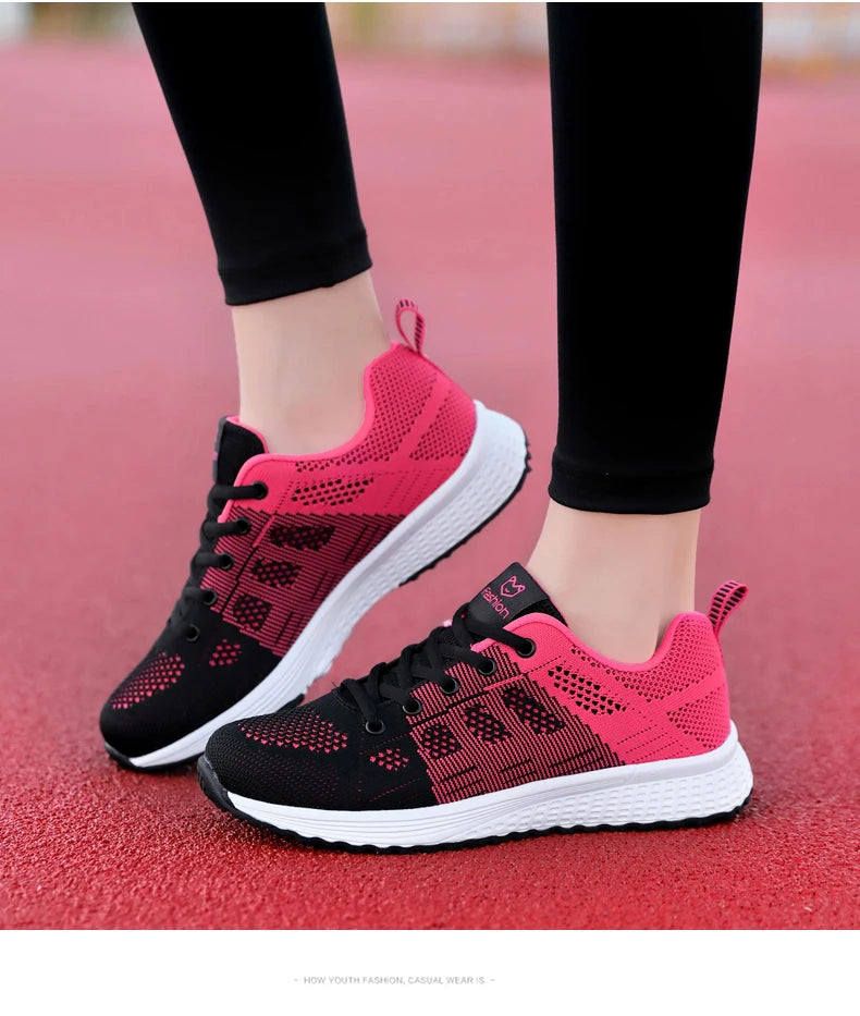 Wedges Shoes for Women Sneakers Mesh Breathable Casual Female Shoes Flat Light Lace-Up Summer Running Shoes Woman Vulcanize Shoe