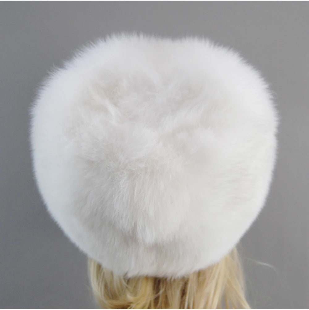 2024 Russian Style Female Round Cap Fashion Real Fur Hats Natural Fox Fur Women Winter Warm Bomber Hat Fluffy Popular Beanies - reetell