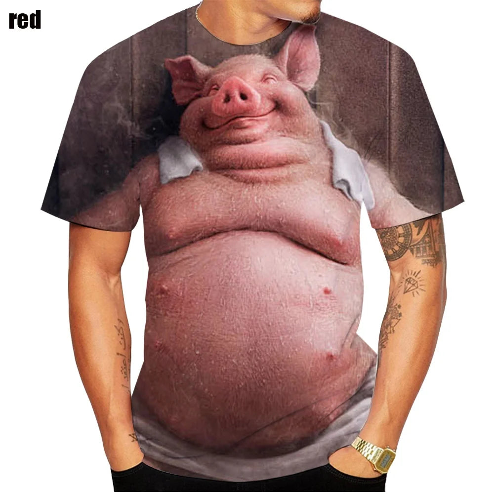 2022 Popular Novelty Animal Pig 3d Printing T-shirt Funny Pig Casual Summer Top Breathable and Comfortable Soft T-shirt