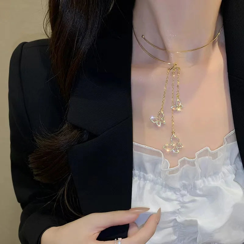 Imitation Pearl Beads Five-leaf Flower Pendant Double Layer Necklace for Women Fashion Daily Accessory Jewelry Birthday Gifts