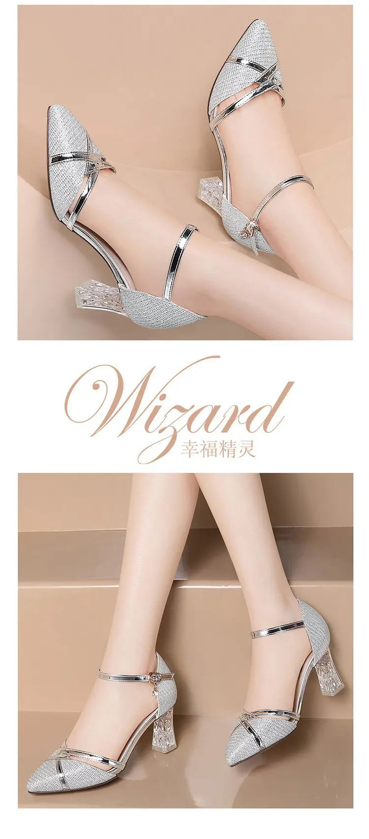 Gold Women Sandals Party High Heels Slip-On Solid Sexy for Ladies Quality Wedding Party Nightclub Sequin Buckle Shoes for Women