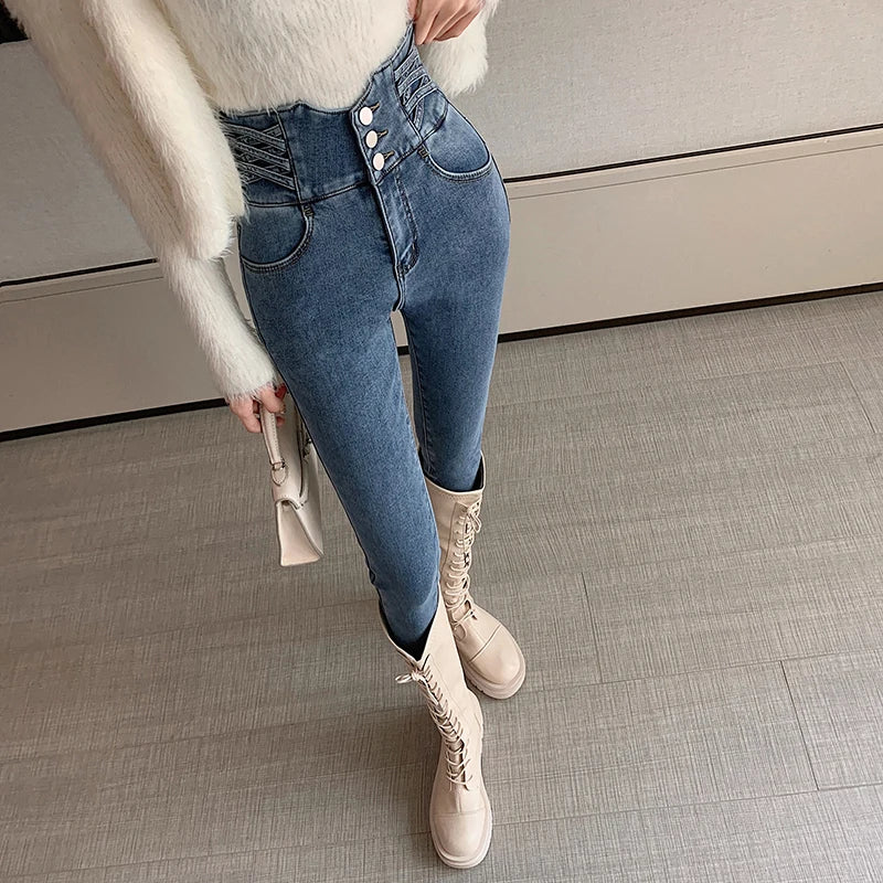 ZOENOVA Woman Jeans Vintage High Waist Women Skinny Pencil  Slim Stretch Denim Pants Tight Trousers 2023 Pant Y2K Korean Fashion - reetell