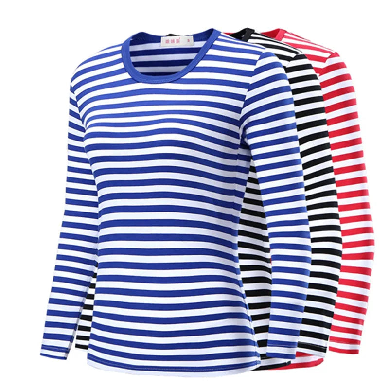 Men T-Shirt For Men Clothing Harajuku Women's t-shirt Slim Fit Cotton Stripe Long Sleeve Shirt Plus Size Fashion T-Shirts T01