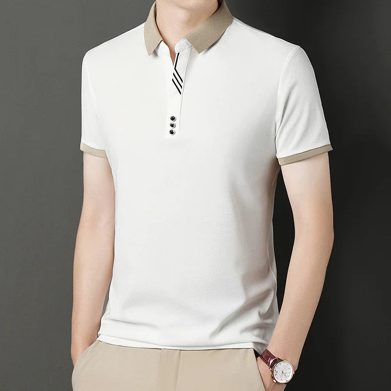 Men's Solid Color Casual Fashion Short Sleeved POLO Shirt Summer Comfortable Top