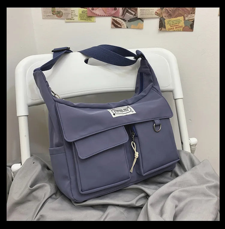 Korean Ulzzang Messenger Bag Women New 2023 Nylon Bags Multipockets Crossbody Bags For Women School Book Shoulder Bag Girls Sac - reetell