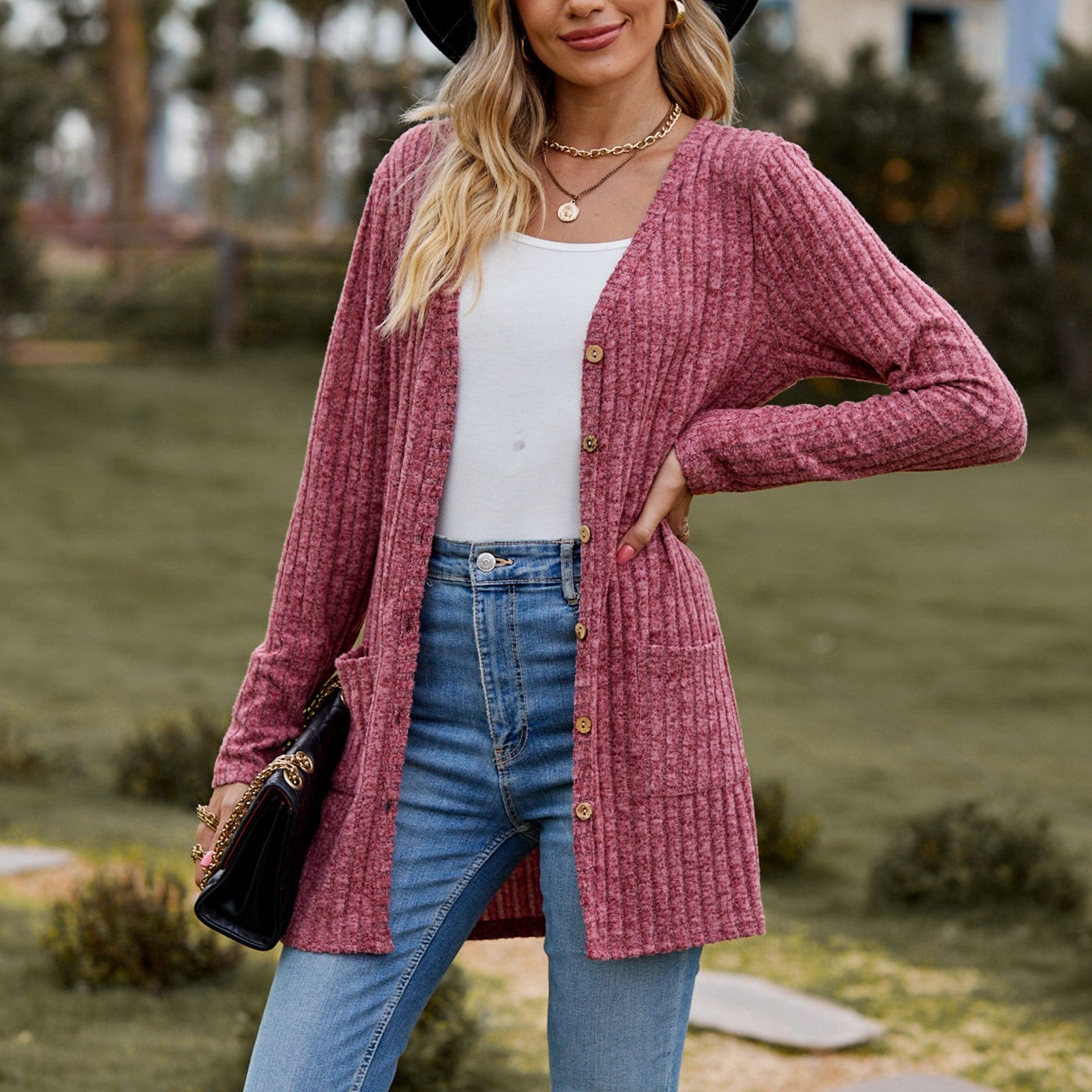 Women's Cardigan Sweater 2023 Autumn and Winter New Female Long Coat Twisted Rope With Button Solid Color Knitted Sweaters Women - reetell