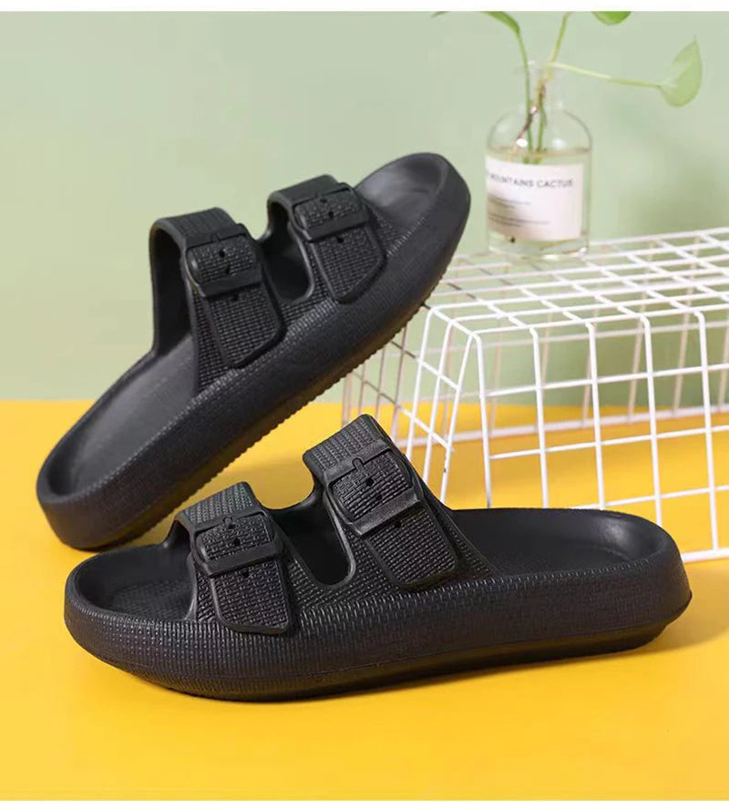 Soft Sole Home Slippers Men Summer Adjustable Buckle Non-Slip Beach Flip Flops Man Comfortable Thick Bottom Platform Sandals