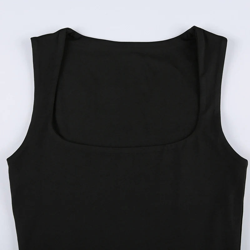 Sleeveless  Collar Crop Top Women Tank Tops Casual   Y2K  Summer 2024  Black T Shirts Sexy - reetell