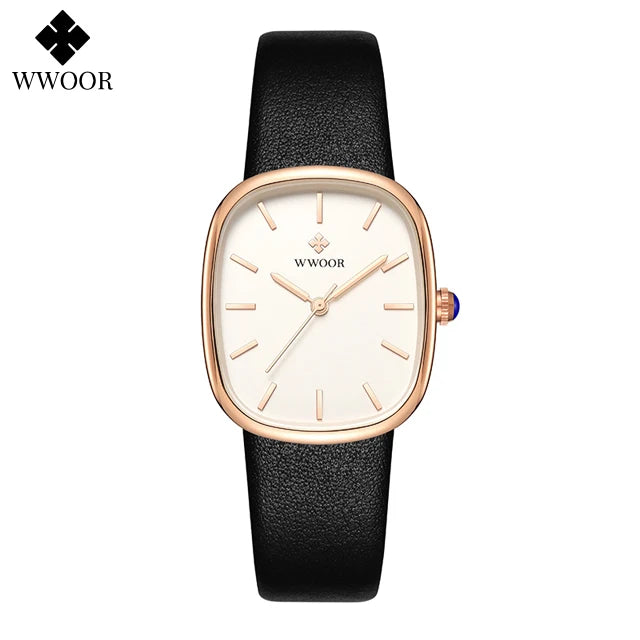 WWOOR 2024 Women Watch Fashion Leather Quartz Bracelet Watch Top Brand Luxury Waterproof Ladies Wristwatch Montre Femme Feminino