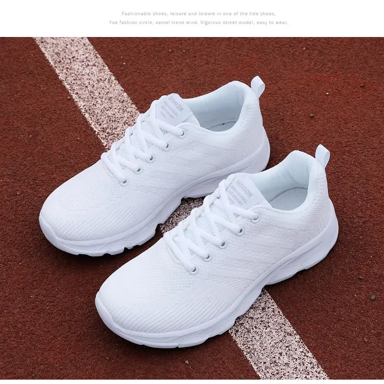 Woman Sneakers Casual Shoes 2023 New Breathable Walking Mesh Lace Up Flat Vulcanized Shoes Women Tenis Running Shoes for Women