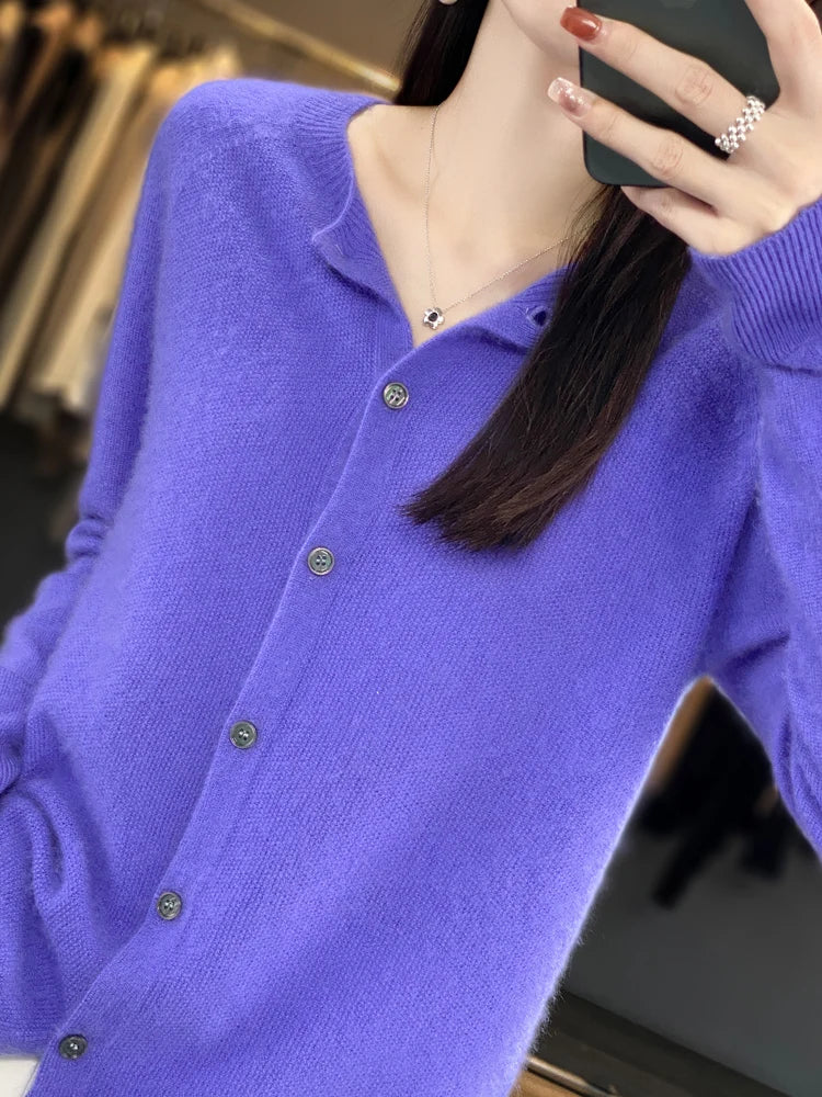 High Quality Round Neck Long Sleeve Cashmere 100% Merino Wool Pullover Women Sweater Coat Top - reetell