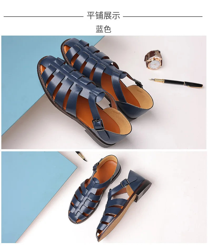 Summer Rome Men Sandals Outdoor Non-slip Beach Black Flat Fisherman Casual Shoes GLADIATOR Sandals Plus size 2023