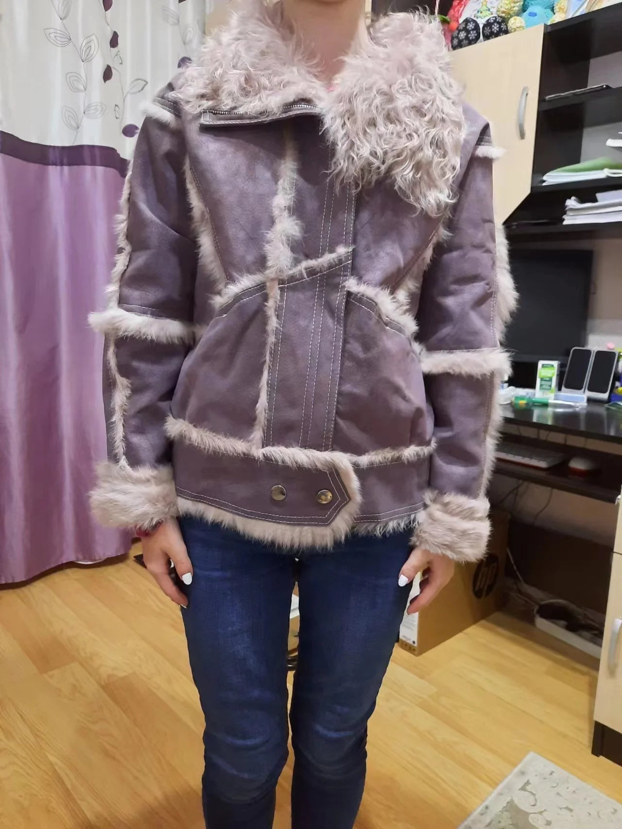 2024 Winter Short Style Fur Women Sheepskin Jacket Tanned Suede Luxury With 100%Natural Rabbit Lining Luxury Fashion Fur Coat - reetell