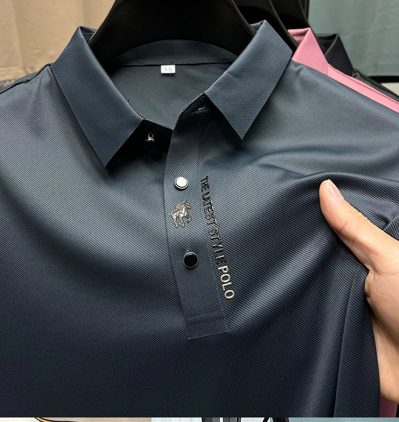 High-End Spring Summer Business  High Quality Short Sleeve Polo Shirt Long sleeved New Men Fashion Casual No Trace Printing