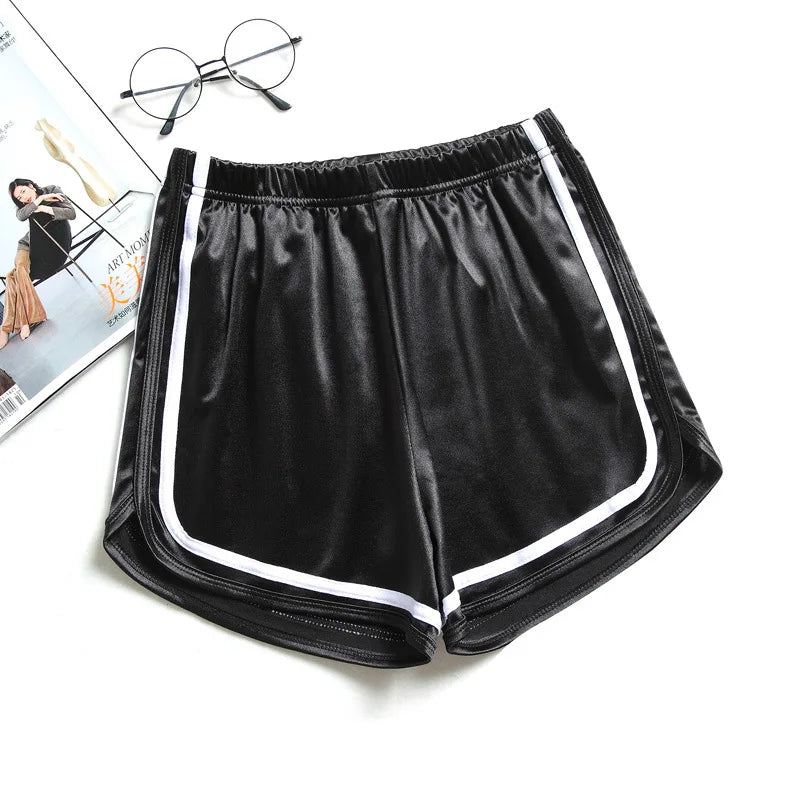 2024 Summer Women Satin Shorts High Waist Female Casual Beach Short Pants Elastic Ladies Fitness Running Sports Yoga Shorts - reetell