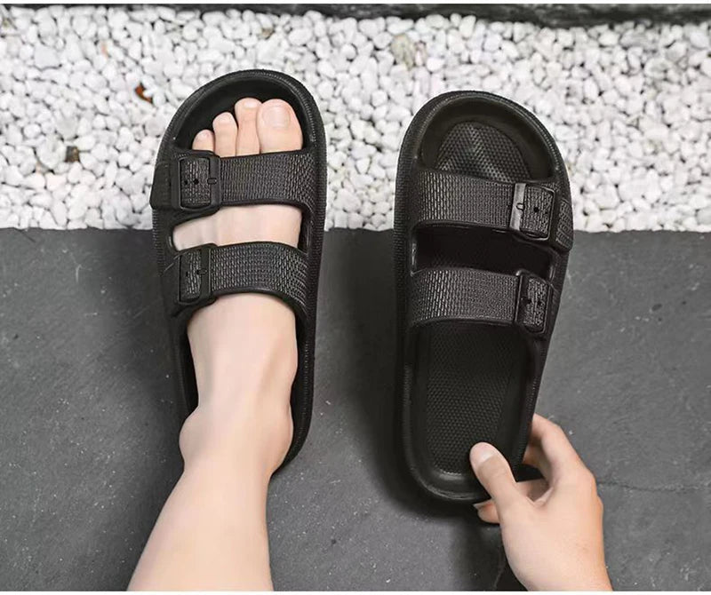 Soft Sole Home Slippers Men Summer Adjustable Buckle Non-Slip Beach Flip Flops Man Comfortable Thick Bottom Platform Sandals