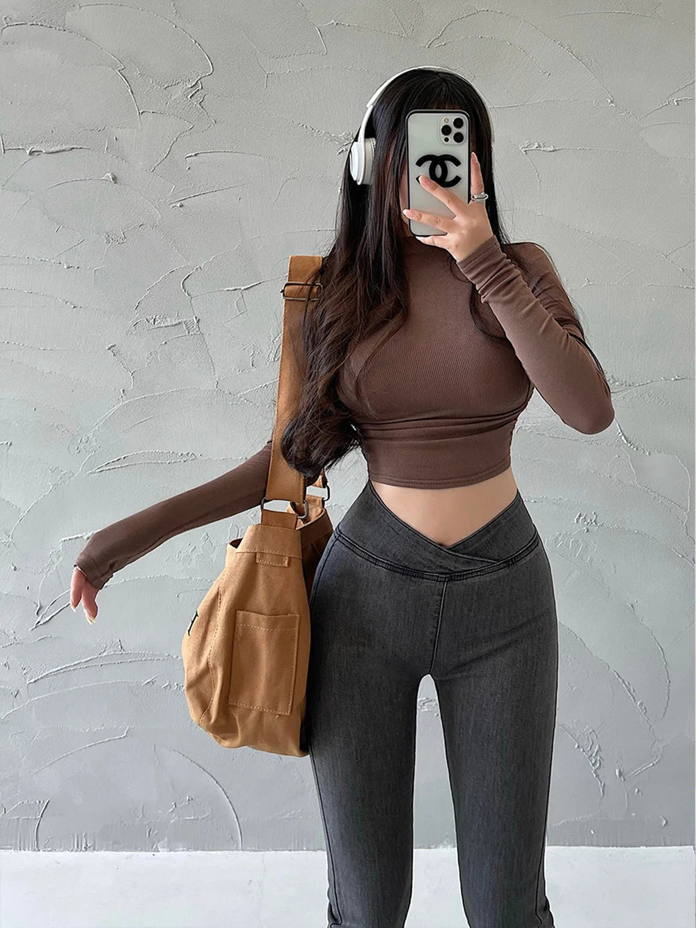 Womens Long Sleeve Turtleneck T Shirts Ribbed Tight Knit Sexy Slim Fitted Casual Women's Basic Crop Tops Cropped T-Shirt - reetell