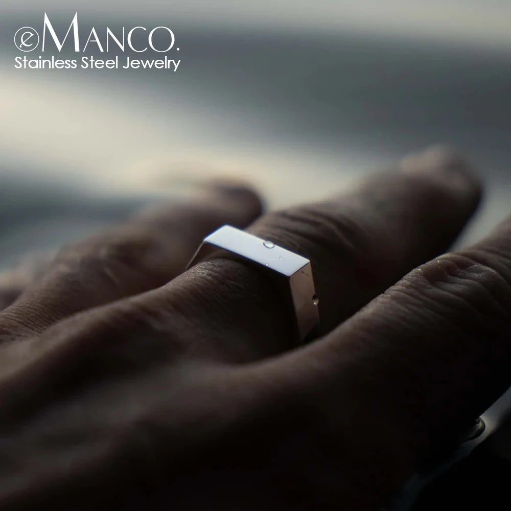 eManco Classic Men's Ring Simple Stainless Steel Gold-Plated Fashion Jewelry Wholesale