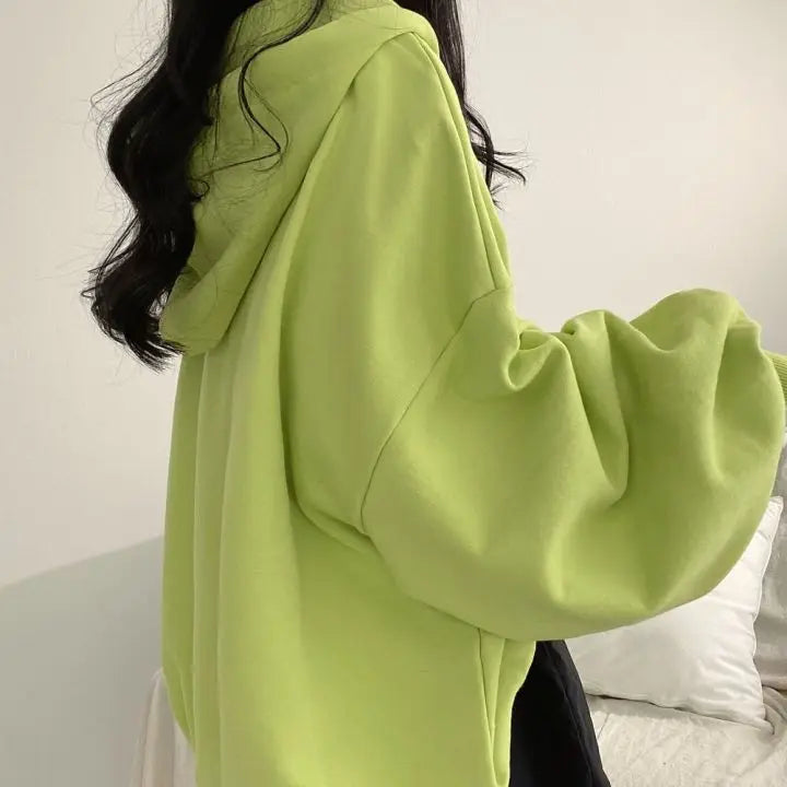 Green Hoodies Sweatshirts for Women Yellow Hooded Sport Female Clothes Emo Y 2k Vintage Winter Cold Xxl New in On Promotion Tops - reetell