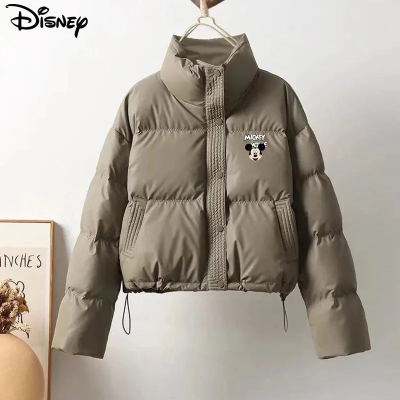 Disney New Arrival Brand Clothing Top Fashion Mickey Mouse Print Logo Loose Cardigan Winter Coat Casual Cotton-padded Jacket