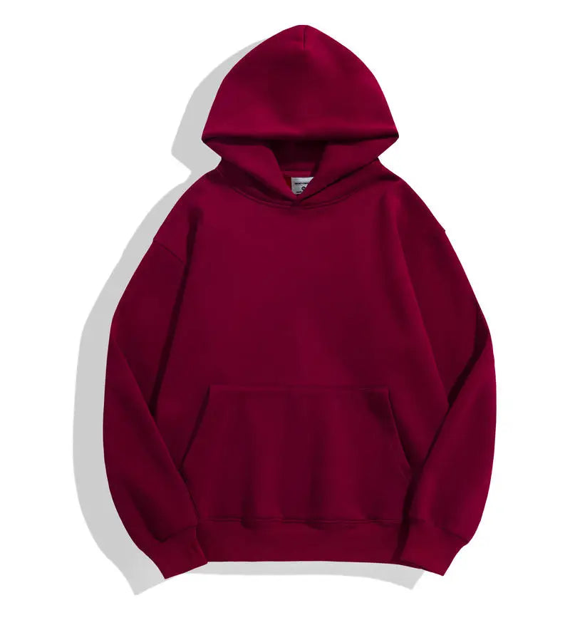 500GSM Heavy Weight Fashion Men's Hoodies New Autumn Winter Casual Thick Cotton Men's Top Solid Color Hoodies Sweatshirt Male - reetell